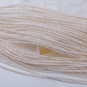 Perles d'eau douce naturelles baroques presque rondes de 3,5 à 4 mm, perles roses semi-finies, perles d'eau douce naturelles en vrac - Product Image 4