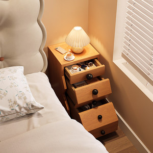 Solid Wood Movable Minimalist Modern <strong>Bedside</strong> <strong>Table</strong> for Home Bedroom Narrow Gap <strong>30cm</strong> Wide Nightstand - Product Image 4