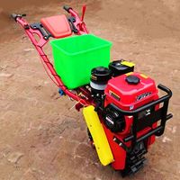 Cultivador Agrícola Diésel de 7-8HP con Motor de Engranajes Rojo, Sembradora Rotativa de Cadena y Desmalezadora de Alta Productividad