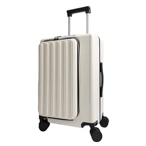 Ultra-light front opening lid trolley case business large capacity boarding box short trip business suitcase with usb charging