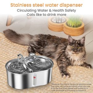 Distributeur automatique d'eau et de nourriture pour animaux de compagnie Petdom 2-en-1 en acier inoxydable - Product Image 4