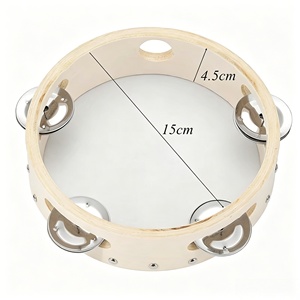 Mini Tambourin de Mariage 6 Pouces (15 cm) à une rangée de grelots, Instruments de Percussion Orff Éducatifs, Panderetas, Tambours à Main, Meilleures Ventes - Product Image 4