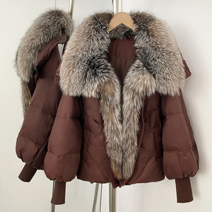 OFTBUY 2025 Nuovo Piumino Invernale Oversize con Vera Pelliccia di Procione, Maniche in Maglia, Giacca in Piuma d'Oca Bianca per <span class=keywords><strong>Donna</strong></span> - Product Image 5