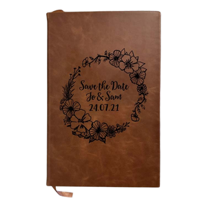 Carnet de notes personnalisé en cuir A5, écologique, style professionnel, gravé, imprimé en typographie noire, pour étudiants - Product Image 1