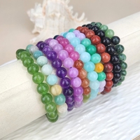 Nouveautés Bracelet en pierres précieuses personnalisées, quartz rose, onyx, bracelet pour femme, perles rondes de 8 mm, bracelets en cristal naturel pour unisexe