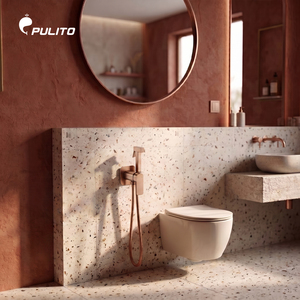 Ensemble de pulvérisation pour bidet carré en laiton or rose moderne de qualité supérieure, avec <span class=keywords><strong>douchette</strong></span> shattaf et mitigeur eau chaude/froide mural pour salle de bain et toilettes - Product Image 3