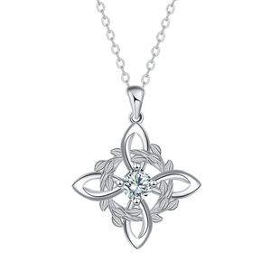 High Quality Waterproof Wholesale Silver Toned with <b>Crystal</b> Accent Celtic Knot <b>Pendant</b> Necklace for Gifting Special Events - Product Image 1