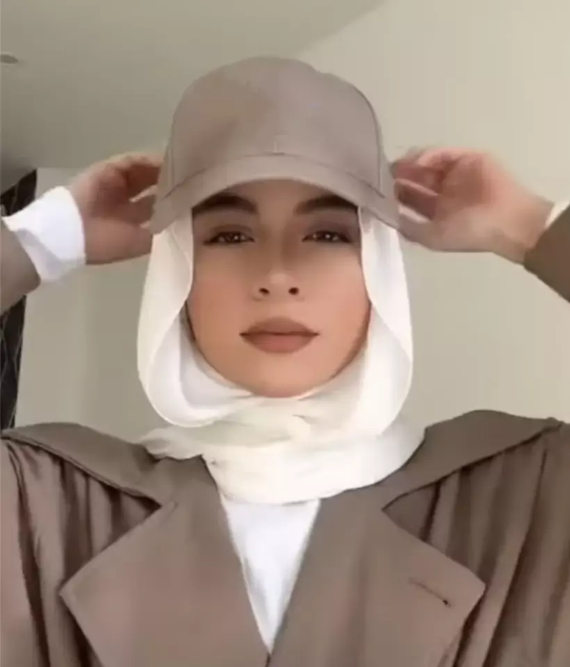 Voile élégant en mousseline de soie, écharpe Hijab, couleur unie, casquette de baseball instantanée, châle