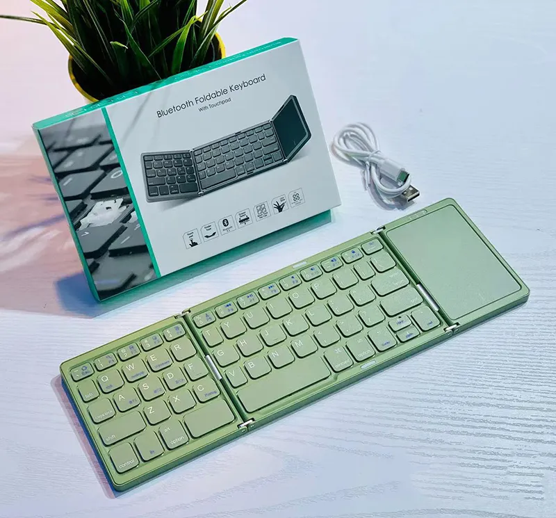 B089T keyboard BT dapat dilipat, dengan bantalan sentuh angka papan kunci Travel untuk Windows Android Tablet mini Bt Keyboard nirkabel