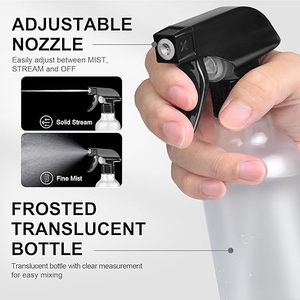 Pulvérisateur à tête réglable de 300ml 500ml vide rechargeable transparent robuste et flacon pulvérisateur en plastique pour le nettoyage, les plantes, les cheveux - Product Image 4