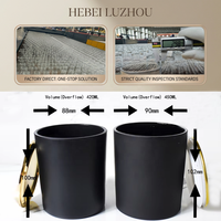 Pot à bougie cylindrique en verre noir de 9 oz et 12 oz, avec couvercle en alliage de zinc à estampage doré exquis, professionnel et élégant