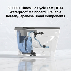 WC intelligent de luxe à ouverture automatique du couvercle par induction, chasse d'eau à capteur au pied, bidet intelligent pour projets hôteliers modernes - Product Image 4