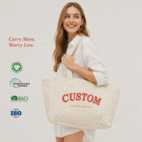 Tas Kanvas Katun Ukuran Besar untuk Wanita, Logo Custom, Ekstra Besar, Dapat Digunakan Kembali, Tas Belanja Tahan Lama untuk Perjalanan Kantor