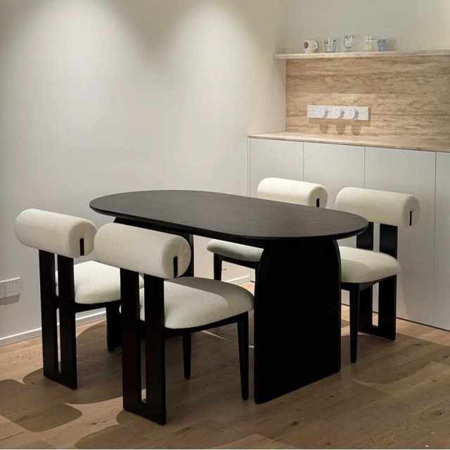 Scandinavian Modern Luxury Dining Table Wabi-Sabi Black Oval Rectangular Solid Wood Oak Key Features