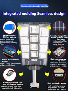Lampe <span class=keywords><strong>solaire</strong></span> de rue intégrée ZY CE ABS 200w 300w 500w Ip65 étanche, éclairage <span class=keywords><strong>solaire</strong></span> LED tout-en-un pour extérieur - Product Image 2
