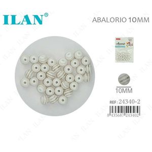 Perline bianche a strisce Ilan Abalorio da 10 mm per la creazione di gioielli - Product Image 3