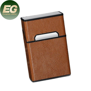 Ea597 20 sang trọng da thuốc Lá Trường hợp kim loại thuốc lá cổ điển hút thuốc lớn Focus Retro tùy chỉnh trường hợp di động - Product Image 1