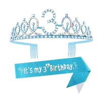 Couronne d'anniversaire scintillante pour femme avec accessoires de cheveux colorés en diamant numérique et sangle d'épaule