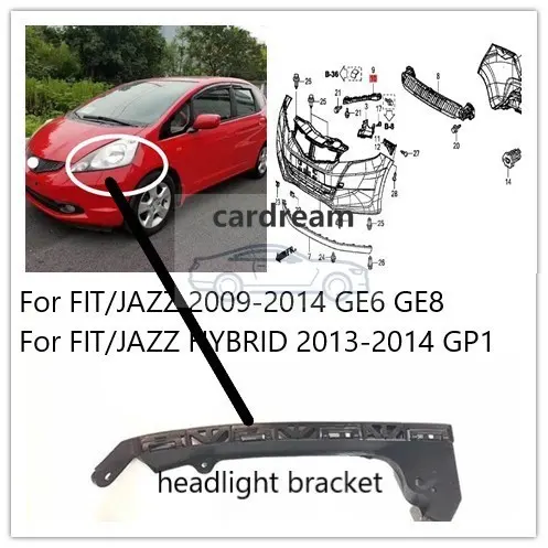 Scheinwerferhalterung Scheinwerferhalterung Stütze Stoßfängerhalterung Passend für HONDA Jazz Hybird GE6 GE8 GP1 2009 2010 2011 2012 2013 2014