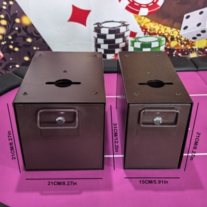 Boîte à jetons <span class=keywords><strong>de</strong></span> <span class=keywords><strong>poker</strong></span> professionnelle en acier, petite, avec serrure à clé, à fixer sous la table, brun mat, pour le stockage sécurisé <span class=keywords><strong>de</strong></span> billets et d'argent <span class=keywords><strong>de</strong></span> casino - Product Image 2