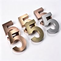Letras 3D LED de Bronce para Rótulos de Tiendas, Letreros Comerciales con Luz LED, Placa Metálica con Número de Puerta, Número de Apartamento o Casa para Edificios