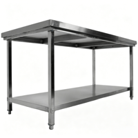 Plan de travail en acier inoxydable poli sans soudure, robuste, anti-rayures, table pratique pour hôtel, cuisine commerciale