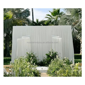 Support de toile de fond en fer pour scène de mariage, avec fond en spandex blanc, décoration ondulée et arche en <span class=keywords><strong>S</strong></span> - Product Image 1