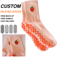 Chaussettes de yoga antidérapantes respirantes en coton coloré pour femmes, avec logo personnalisé, pour le sport et le Pilates