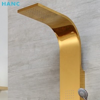 Accessoires de salle de bain de luxe en acier inoxydable 304 brossé doré, panneau de douche mural avec 4 fonctions