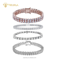 Ensemble de bijoux Telula pour femme en argent sterling et moissanite, collier, boucles d'oreilles, bracelet, coupe ronde brillante, design romantique