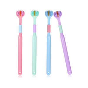 Cepillo de dientes de 3 caras, cepillo de dientes de cerdas triples, cepillo de dientes de entrenamiento para niños con tres cerdas, 4-12 años - Product Image 1
