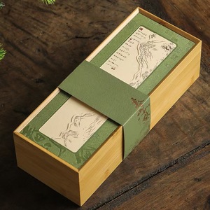 Caja de madera rectangular para té con diseño de montaña para almacenar té a granel - Product Image 3