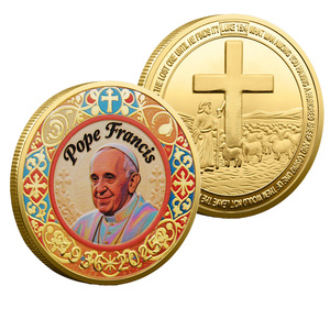 <span class=keywords><strong>Moneda</strong></span> Conmemorativa de Recuerdo <span class=keywords><strong>del</strong></span> <span class=keywords><strong>Papa</strong></span> Francisco, Relieve Religioso de San Lucas, Metal Plateado, Artesanía, Regalo Personalizado, Diseño Gratuito - Product Image 1