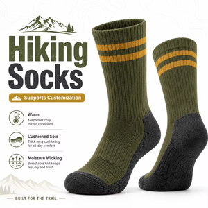 Custom Wool Hiking <b>Socks</b> <b>Moisture</b> Wicking Cushioned Sole Warm Outdoor Sports Crew <b>Socks</b> for Winter Season Outdoor Hiking <b>Socks</b> - Product Image 1