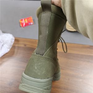 Bottes tactiques montantes en cuir de vachette suédé vert personnalisées TSB21 - Product Image 2