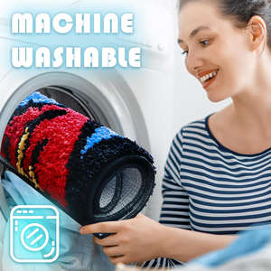 Non-slip Irregular Shape Flocking <strong>Bath</strong> <strong>Mat</strong> <strong>Funky</strong> Maximalist Style 38mm High Pile Cloud-touch Fleece Shower Room Entrance - Product Image 6