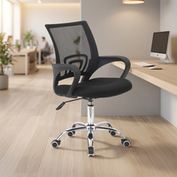 Chaise de bureau moderne réglable en maille haute avec base coulissante, forte capacité de charge, accoudoirs fixes en nylon, pieds en métal galvanisé pour atelier