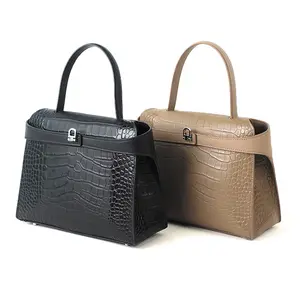 Business Women Bag Croco Pattern Tote Bag Lock Latest Shoulder Hand Bag Luxury Embossed Handbag