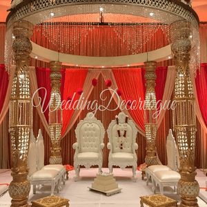 Mandap Decorativo de Cristal Elegante para Bodas, Fondo Indio para Escenarios, Decoración de Eventos en Interiores para Banquetes de Matrimonio y Compromiso - Product Image 6