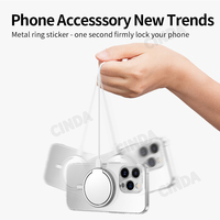 Pegatina de anillo magnético Premium Compatible con carga inalámbrica para iPhone para Samsung Otros teléfonos móviles Acceso de teléfono móvil Premium