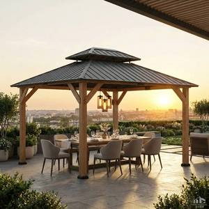 <span class=keywords><strong>Gazebo</strong></span> Moderno para Exteriores de Aluminio 6063 con Techo de Lamas, <span class=keywords><strong>3x3</strong></span>, 3x4, 4x4M, Techo Galvanizado, Pérgola Cuadrada para Jardín o Patio con Cortina - Product Image 2