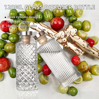 Bouteille diffuseur d'aromathérapie cylindrique de 120 ml en gros avec bouchon en liège et marquage à chaud – Vente directe usine – Bouteille de parfum en verre