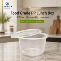 Boîte à lunch jetable ronde en PP écologique avec couvercle 1450 ml, anti-fuite, pour sushis et pizzas à emporter, préparation de repas
