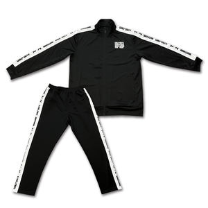 Ensemble de survêtements unisexe à fermeture éclair noire et logo personnalisé Taille XXL Vêtements de sport décontractés pour la course à pied respirants légers Impression par sublimation - Product Image 1