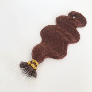 Extensioni per <span class=keywords><strong>Capelli</strong></span> Nano Ring in Vero Capello Europeo Vergine, Ondulato, Colore Mogano Caldo, Lunghezza 10-26 Pollici, Lunga Durata, Senza Grovigli - Vendita Calda - Product Image 5