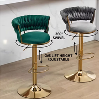 Nouveau style, tabouret de bar en velours à hauteur de comptoir, design créatif et personnalisé, idéal pour les restaurants et les espaces de négociation.