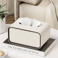 Boîte à mouchoirs moderne en cuir PU de luxe, porte-serviettes pour la décoration de la maison, boîte à mouchoirs de bureau