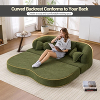 Sofá Cama Loveseat Cuadrado Moderno, Extensible, de Chenilla, Modular, sin Estructura, Futón para Sala de Estar, Dormitorio, Hotel