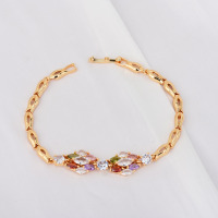 Bijoux fins porte-bonheur étanche plaqué or coloré Zircon pierre fleur feuille creux manchette gros Bracelet femmes
