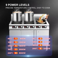 Table de cuisson encastrable commerciale à 6 brûleurs en acier inoxydable industriel, cuisinière à induction électrique commerciale, cuisinière